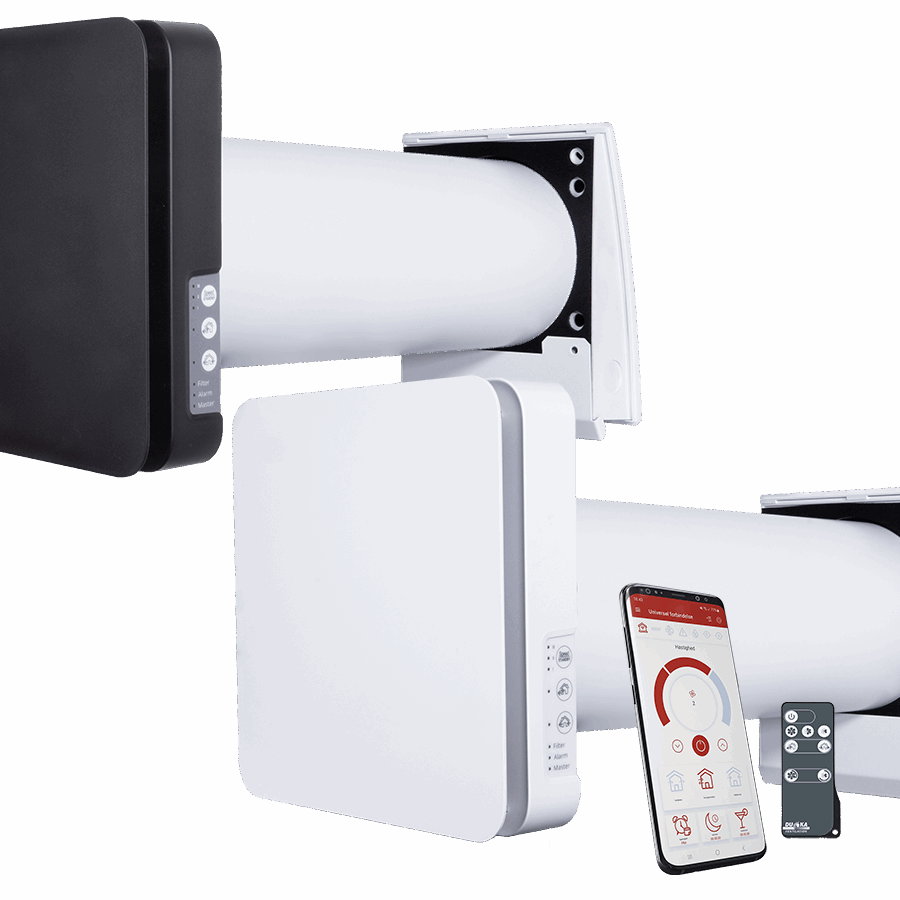 DUKA One Pro 50 S Wi-Fi i svart och vitt med appstyrning och fjärrkontroll